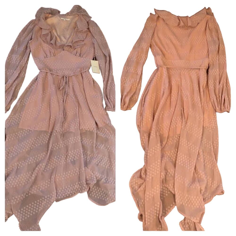 NEW Tularosa Pink Ruffle Midi Dress - Picture 3 of 9